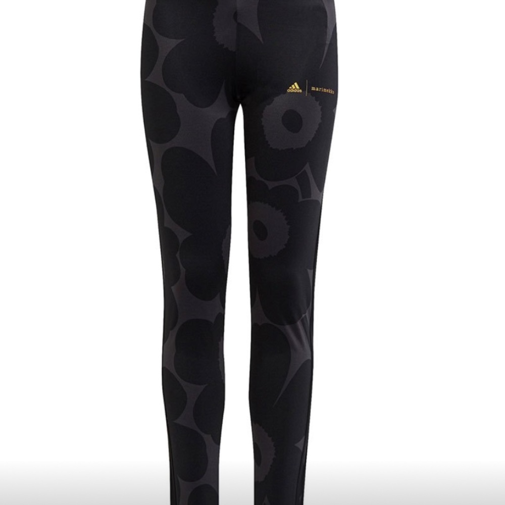 ADIDAS x MARIMEKKO Long Tights Leggings Black Gray Floral  (NWT, Size M)